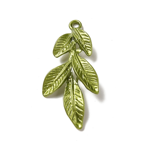 

PandaHall Painting Alloy Pendants, Leaf, Yellow Green, 41x22x7.5mm, Hole: 2.5mm Alloy Leaf