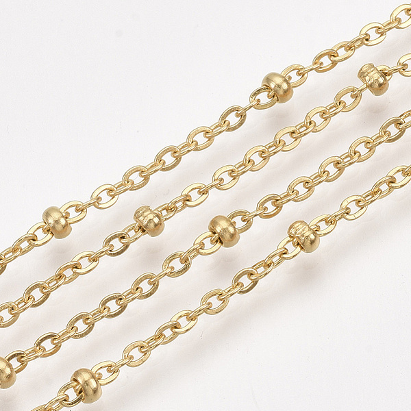 

PandaHall 3.28 Feet 304 Stainless Steel Cable Chains, Satellite Chains, Soldered, Golden, 2.5x2x0.5mm 304 Stainless Steel