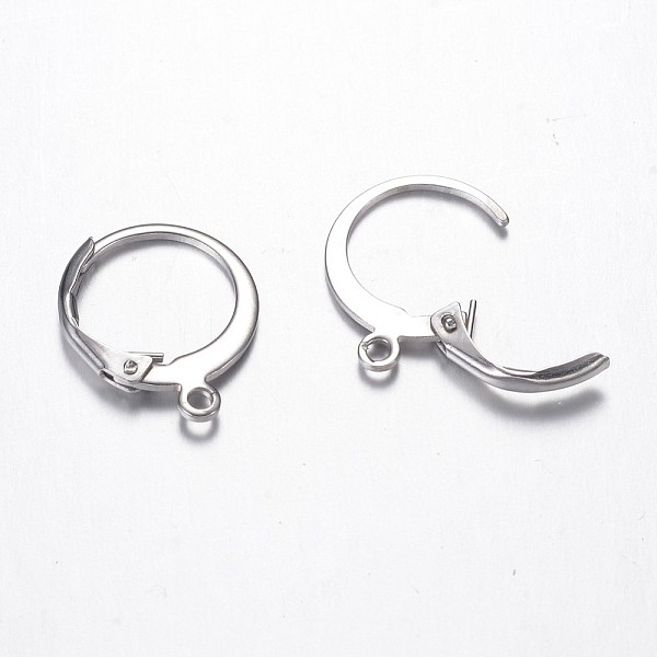 

PandaHall 304 Stainless Steel Leverback Earring Findings, with Loop, Stainless Steel Color, 14.5x12x2mm, Hole: 1mm, Pin: 0.7mm 304 Stainless...