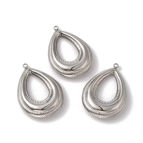 

PandaHall 304 Stainless Steel Pendants, Teardrop Charm, Stainless Steel Color, 46.5x32.5x8mm, Hole: 3mm 304 Stainless Steel Teardrop
