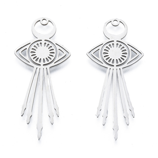 

PandaHall 201 Stainless Steel Pendants, Eye Charm, Stainless Steel Color, 45.5x20x1mm, Hole: 1.5mm 201 Stainless Steel Eye