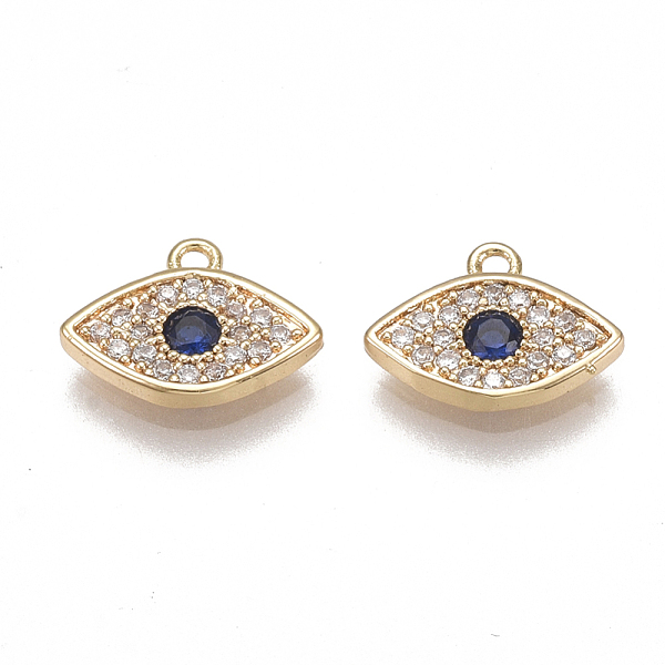 

PandaHall Brass Micro Pave Cubic Zirconia Charms, Nickel Free, Real 18K Gold Plated, Eye, Clear & Blue, 8x11x1.5mm, Hole: 1mm Brass+Cubic...