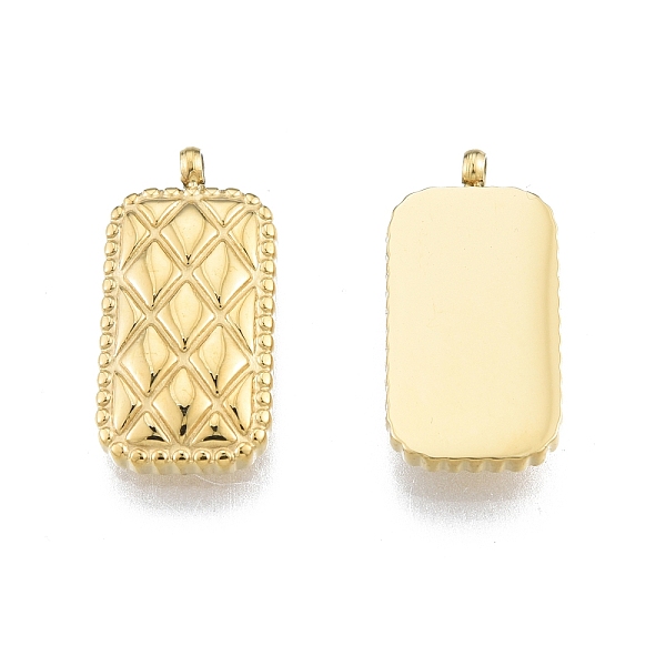 

PandaHall Ion Plating(IP) 304 Stainless Steel Pendants, Rectangle with Rhombus , Real 14K Gold Plated, 18.5x9x2.5mm, Hole: 1.6mm 304...