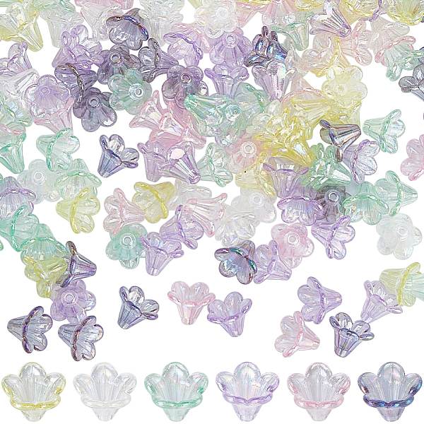 

PandaHall SUNNYCLUE 1 Box 360Pcs Mini Flower Beads Plastic Bead Caps 3D 5-Petal Flower Bead End Caps Colorful Pink Purple Green Blue Floral..., Multicolor