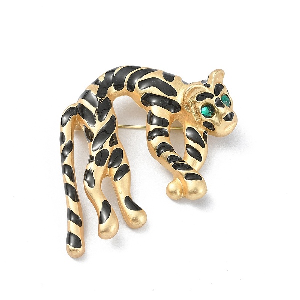

PandaHall Alloy Glass Rhinestone Brooches, Enamel Pins, Leopard, Black, 62x55x19mm Alloy+Rhinestone Leopard Black