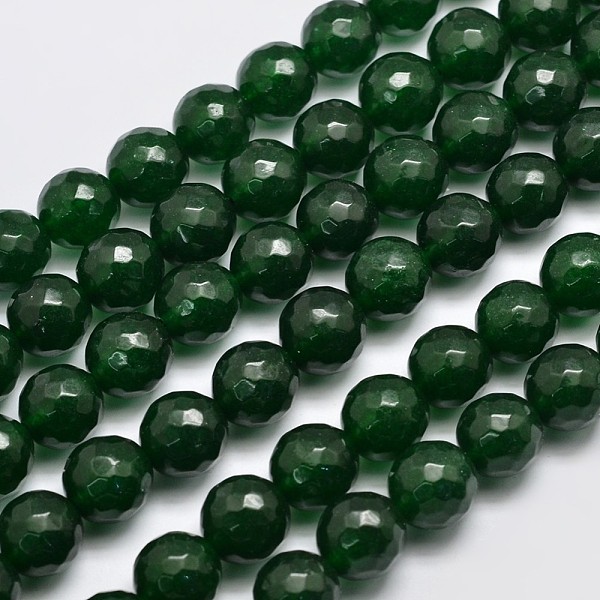 

PandaHall Natural Malaysia Jade Bead Strands, Round, Dyed, Faceted, Dark Green, 10mm, Hole: 1.0mm, about 37pcs/strand, 14.5 inch Malaysia...