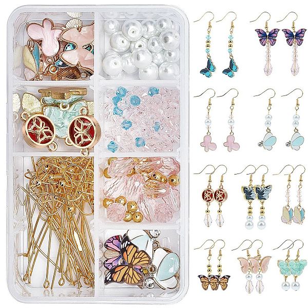 

PandaHall SUNNYCLUE DIY Butterfly Themed Earring Making Kits, Including Alloy Enamel Pendants & Links, Glass Bead, Brass Earring Hook, Iron..., Multicolor
