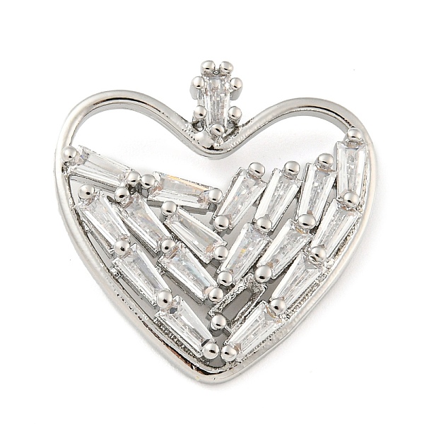 

PandaHall Rack Plating Brass Micro Pave Cubic Zirconia Pendants, Cadmium Free & Lead, Heart, Platinum, 23x23x3mm, Hole: 4x2.5mm Brass+Cubic..., Clear