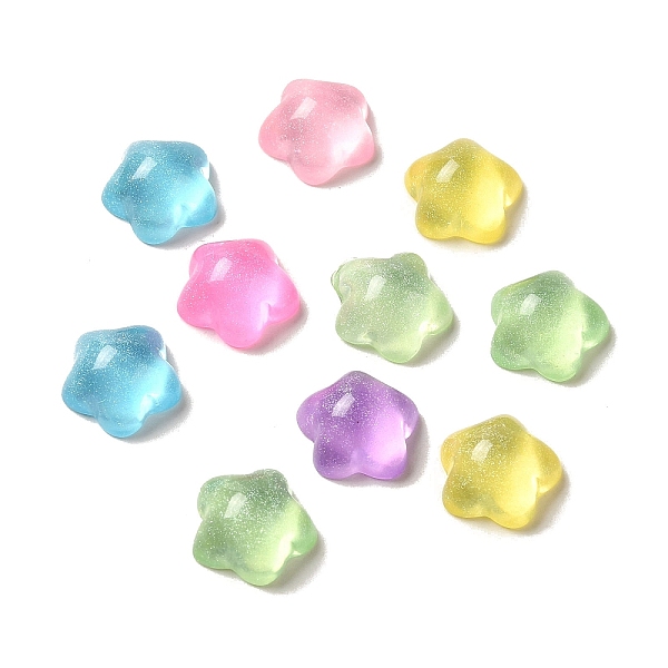 

PandaHall Transparent Resin Decoden Cabochons with Glitter Powder, Mixed Color, Flower, 11.5x12.5x6mm Resin Flower Multicolor