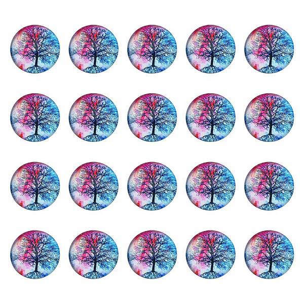 Half Round/Dome Tree Pattern Glass Flatback Cabochons for DIY Projects