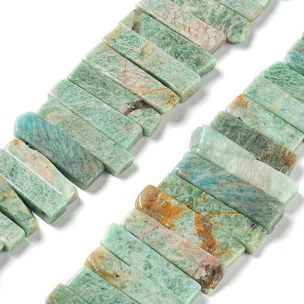 

PandaHall Natural Amazonite Beads Strands, Top Drilled Beads, Rectangle, 24~62x8~14x4~9mm, Hole: 1.8mm, about 34~39pcs/strand...