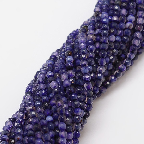

PandaHall Natural Agate Bead Strands, Dyed, Faceted, Round, DarkSlate Blue, 4mm, Hole: 0.8mm, about 90~92pcs/strand, 14 inch Crackle Agate...