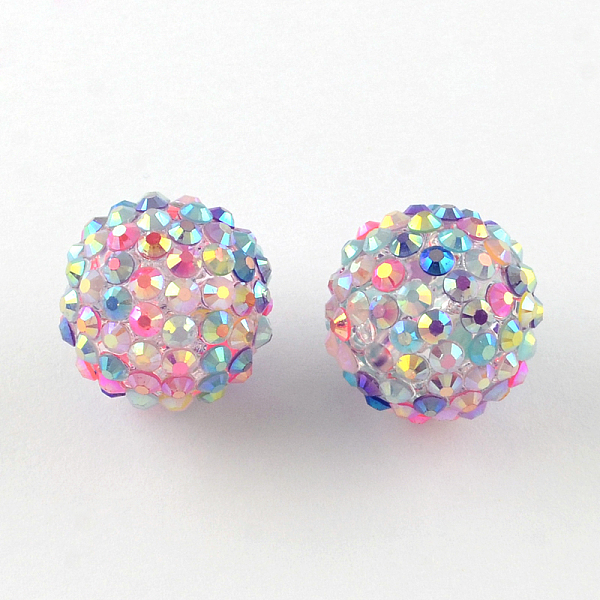 

PandaHall AB-Color Resin Rhinestone Beads, with Acrylic Round Beads Inside, for Bubblegum Jewelry, Colorful, 18x16mm, Hole: 2~2.5mm...