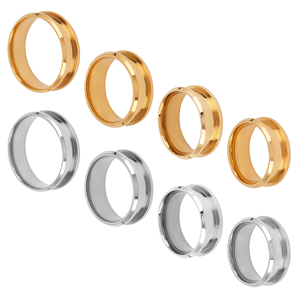 

PandaHall Unicraftale 8Pcs 8 Style 201 Stainless Steel Grooved Finger Ring Settings, Ring Core Blank, for Inlay Ring Jewelry Making, Golden...