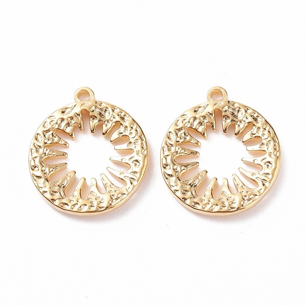 

PandaHall 304 Stainless Steel Pendants, Flat Round with Hollow Flower, Golden, 16x14x2.5mm, Hole: 1.2mm 304 Stainless Steel Flat Round