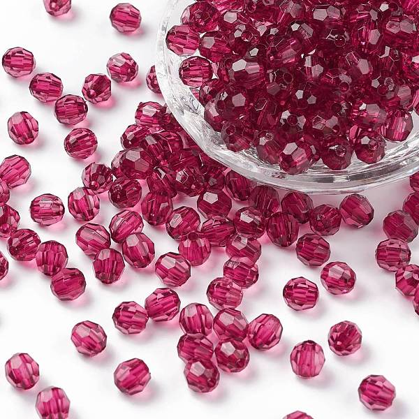 

PandaHall Transparent Acrylic Beads, Faceted, Round, Cerise, 8mm, Hole: 1.5mm, about 1800pcs/500g Acrylic Round Red
