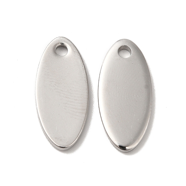 

PandaHall 304 Stainless Steel Pendant, Oval Charm, Stainless Steel Color, 20x9x1.5mm, Hole: 1.8mm 304 Stainless Steel Oval
