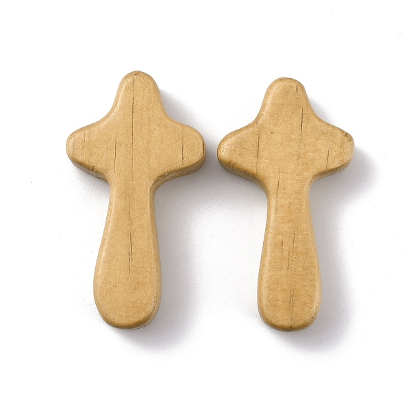 

PandaHall Natural Wooden Cabochons, Religion Cross, BurlyWood, 62x34x12mm Wood Cross Orange