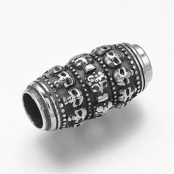 

PandaHall 304 Stainless Steel Magnetic Clasps with Glue-in Ends, Oval with Skull, Antique Silver, 16x30mm, Hole: 8mm 304 Stainless Steel...