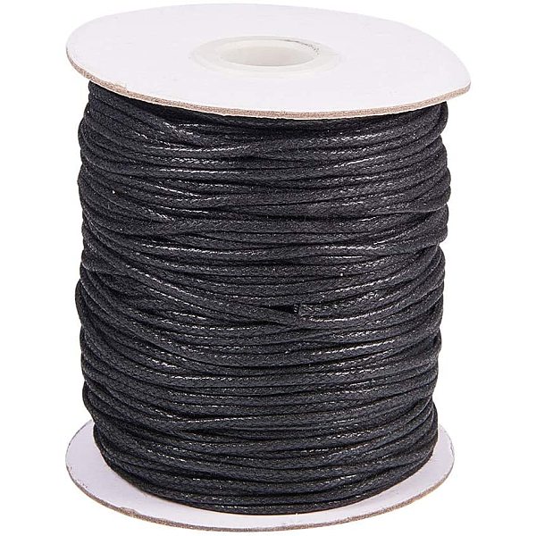 100 Yards 1.5mm Black Waxed Cotton Cord Thread Beading String for Jewelry Making and Macrame Supplies