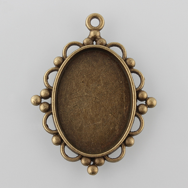 

PandaHall Tibetan Style Antique Bronze Alloy Flat Oval Pendant Cabochon Settings, Cadmium Free & Nickel Free & Lead Free, Tray: 25x18mm...