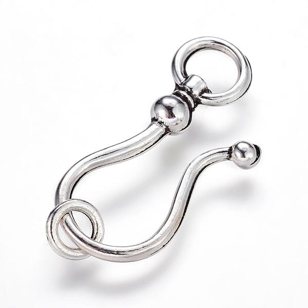 

PandaHall Tibetan Style S Hook Clasps, Cadmium Free & Nickel Free & Lead Free, Antique Silver, S Hook: 38x16x8mm, Ring: 8mm, Hole: 5mm Alloy