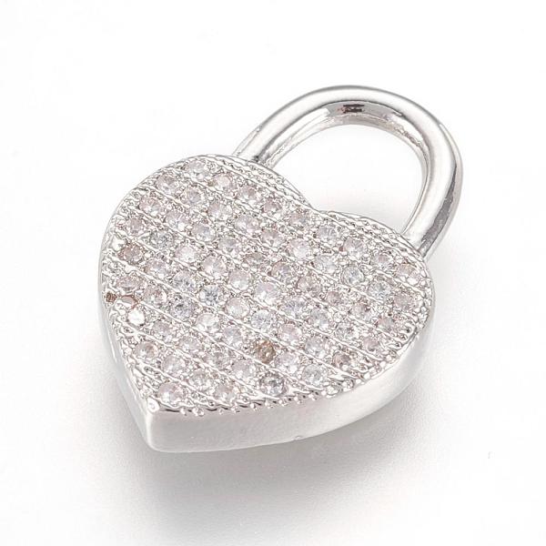 

PandaHall Brass Micro Pave Cubic Zirconia Pendants, Real Platinum Plated, Heart Padlock, 20x14x3.5mm, Hole: 6x6.5mm Brass+Cubic Zirconia...