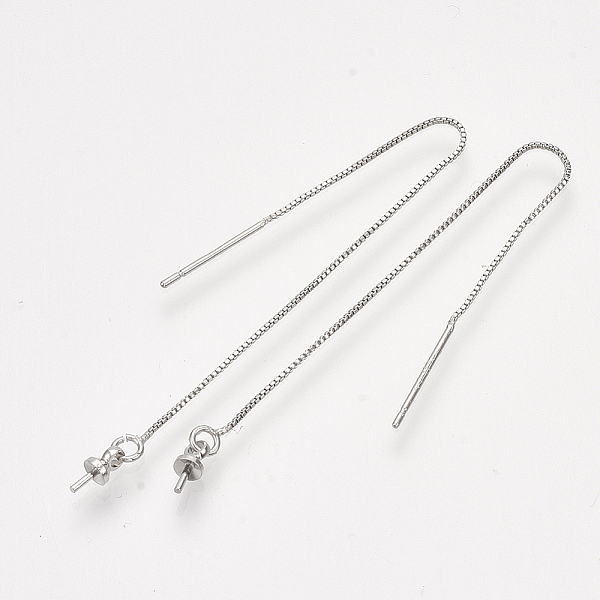 

PandaHall Brass Stud Earring Findings, Ear Threads and Cup Pearl Bail Pin, For Half Drilled Bead, Real Platinum Plated, 88x0.6mm, Pin: 0.8mm...