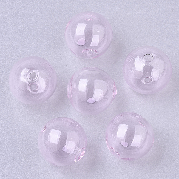 

PandaHall Handmade Blown Glass Beads, Round, Pink, 16x16mm, Hole: 1~2mm Glass Round Pink