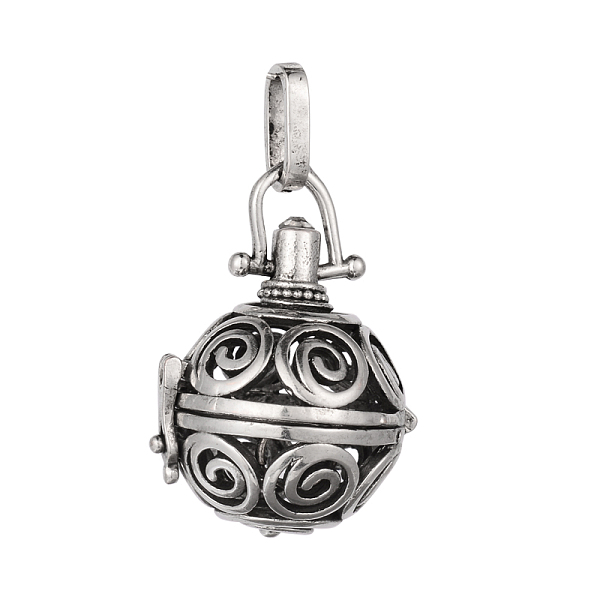 

PandaHall Brass Hollow Round Cage Pendants, For Chime Ball Pendant Necklaces Making, Lead Free & Nickel Free & Cadmium Free, Antique Silver...