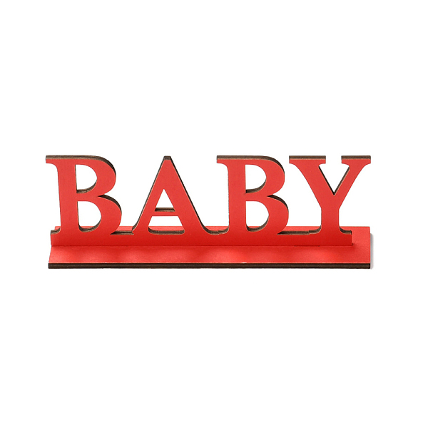 

PandaHall Natural Wood Display Holder Sets, Word BABY, Red, 70.5x200x4.5mm Wood Word Red