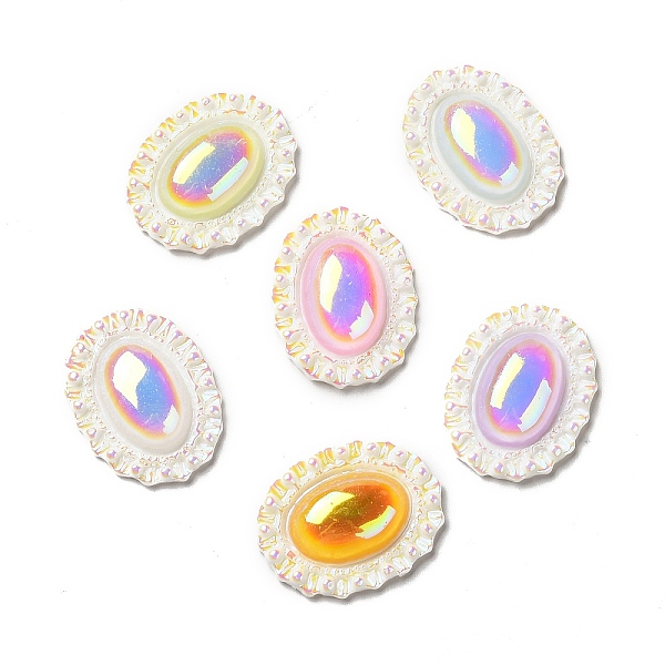 

PandaHall Opaque Resin Cabochons, AB Color Plated, Oval, Mixed Color, 32x12.5x8mm Resin Oval Multicolor