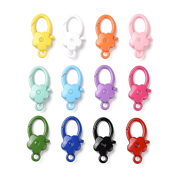 

PandaHall Spray Painted Alloy Lobster Claw Clasps, Flower, Mixed Color, 36.5x18x6.5mm, Hole: 3.5mm, inner diameter: 13x10mm Alloy Flower..., Multicolor