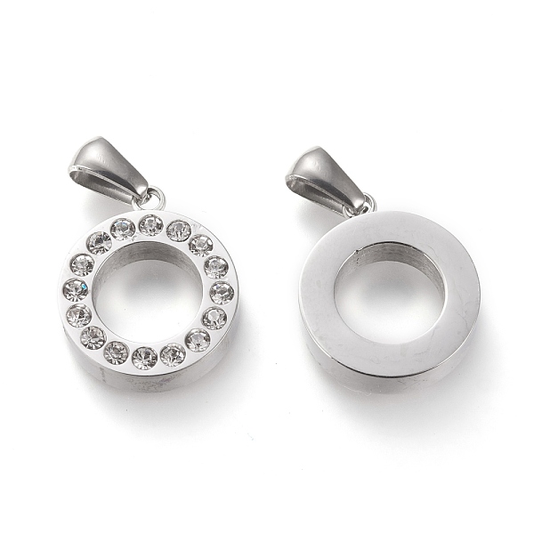 

PandaHall 304 Stainless Steel Rhinestone Pendants, Manual Polishing, Ring, Stainless Steel Color, 18x15x4mm, Hole: 3x6mm Stainless..., Clear