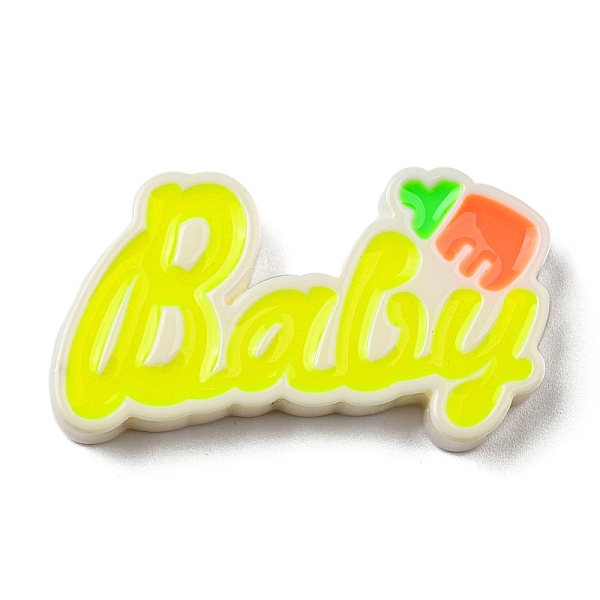 

PandaHall Opaque Resin Enamel Cabochons, Word Baby, Yellow, 24x43x5.5mm Resin Word Yellow