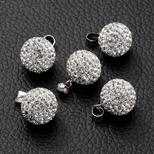 

PandaHall Austrian Crystal Charms, With Sterling Silver Clasps, Round, Crystal, about 12mm in diameter, hole: 3.5mm Sterling Silver+Austrian..., Clear