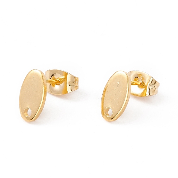 

PandaHall 201 Stainless Steel Stud Earring Findings with Hole, 304 Stainless Steel Pins and Ear Nuts, Oval, Real 24K Gold Plated, 9x5mm...