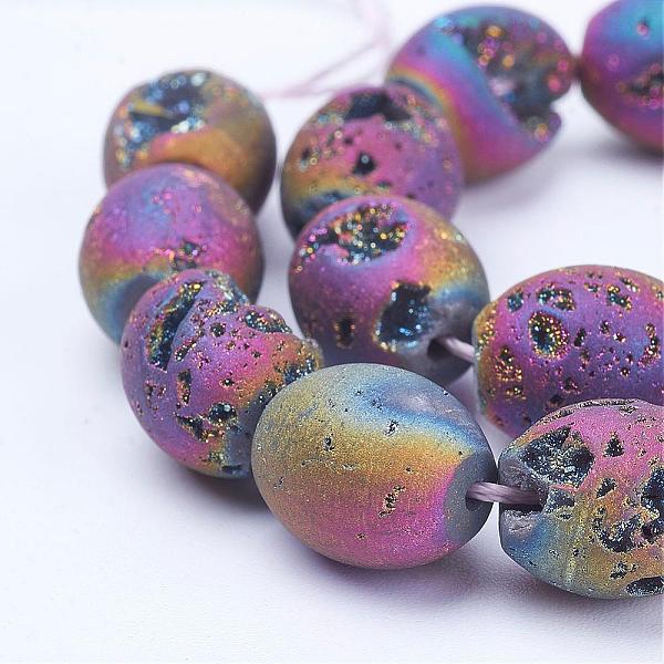 

PandaHall Electroplated Natural Druzy Geode Agate Bead Strands, Barrel, Multi-color Plated, 14x12mm, Hole: 1mm, about 13pcs/strand, 7.48...