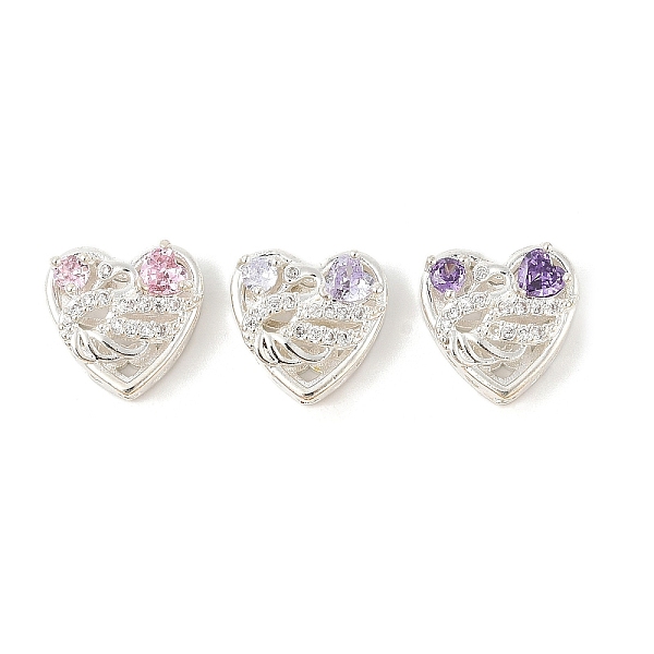 Brass Micro Pave Cubic Zirconia Beads