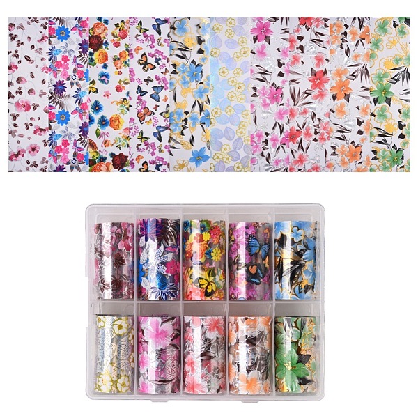 

PandaHall Nail Art Transfer Stickers, Nail Decals, DIY Nail Tips Decoration for Women, Flower Pattern, Mixed Color, 40mm, anout 1m/roll..., Multicolor