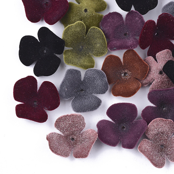 

PandaHall Flocky Acrylic Bead Caps, 3-Petal, Flower, Mixed Color, 22x23x8mm, Hole: 1mm Acrylic Multicolor