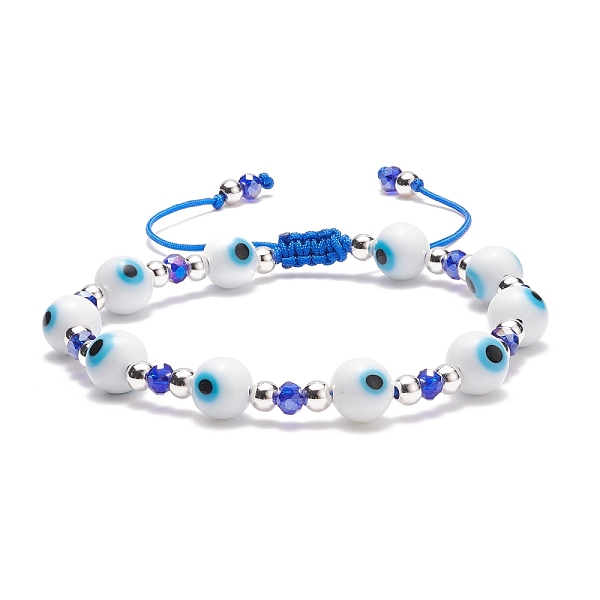 

PandaHall Lampwork Evil Eye & Glass Braided Bead Bracelet, Adjustable Bracelet for Women, White, Inner Diameter: 2-1/8~3-1/8 inch(5.5~8cm)...