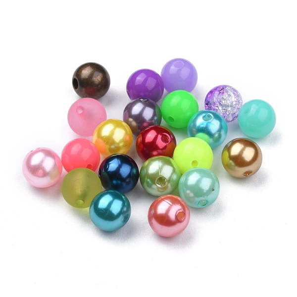 

PandaHall Acrylic Beads, Round, Mixed Color, 10mm, Hole: 1.5~2mm Acrylic Round Multicolor