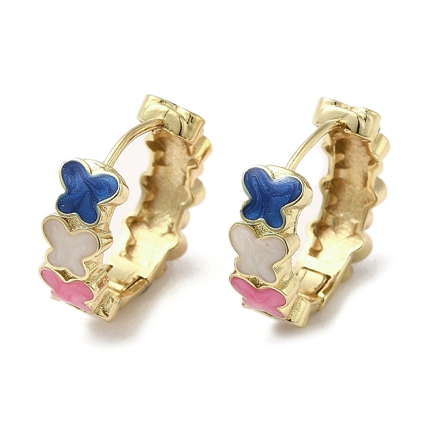 

PandaHall Butterfly Real 18K Gold Plated Brass Hoop Earrings, with Enamel, Colorful, 19.5x6.5mm Brass Butterfly