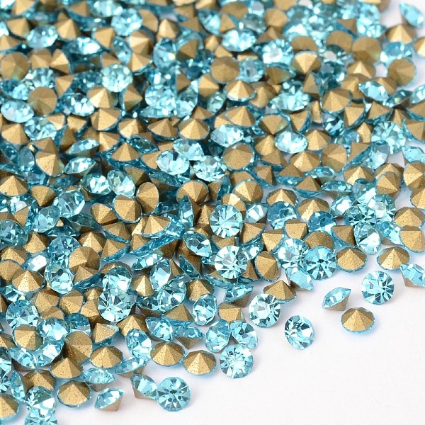 

PandaHall Back Plated Grade A Diamond Glass Pointed Rhinestone, Aquamarine, 2.3~2.4mm, about 1440pcs/bag Glass Rhinestone Diamond Cyan