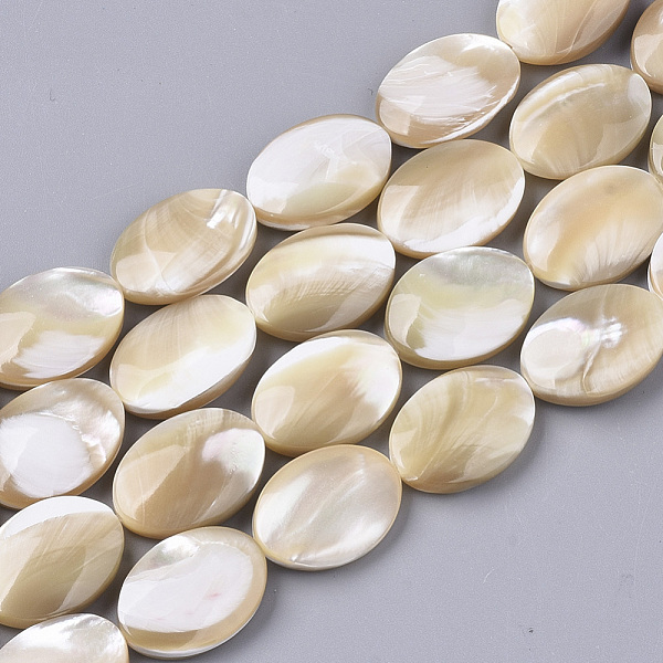

PandaHall Natural Trochid Shell/Trochus Shell Beads Strands, Oval, 18x13.5x4~6mm, Hole: 0.7mm, about 22pcs/Strand, 15.79 inch(40.1cm)...