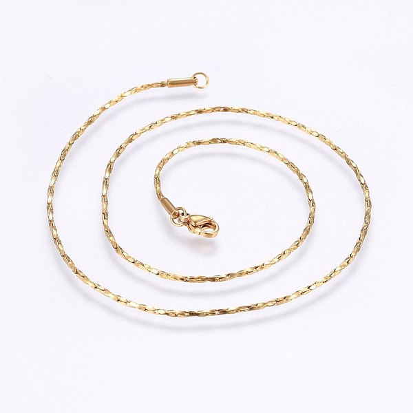 PandaHall 304 Stainless Steel Coreana Chain Necklaces, with Lobster Claw Clasps, Golden, 16.9 inch(43cm), 1.4mm 304 Stainless Steel