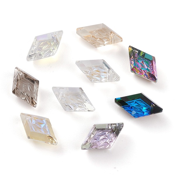 

PandaHall Embossed Glass Rhinestone Pendants, Rhombus, Faceted, Mixed Color, 13x8x4.2mm, Hole: 1.2mm Glass Rhombus Multicolor