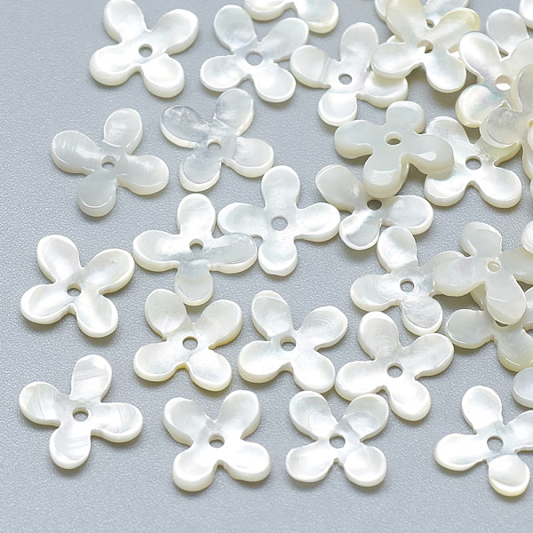 

PandaHall Natural White Shell Beads, Mother of Pearl Shell Beads, Flower, 8.5x8.5x0.5~1.5mm, Hole: 1mm White Shell Flower
