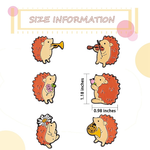

PandaHall 6Pcs 6 Style Hedgehog Enamel Pin, Alloy Enamel Brooch for Backpack Clothes, Mixed Color, 24~30x20~28x11mm, 1pc/style Alloy+Enamel..., Multicolor